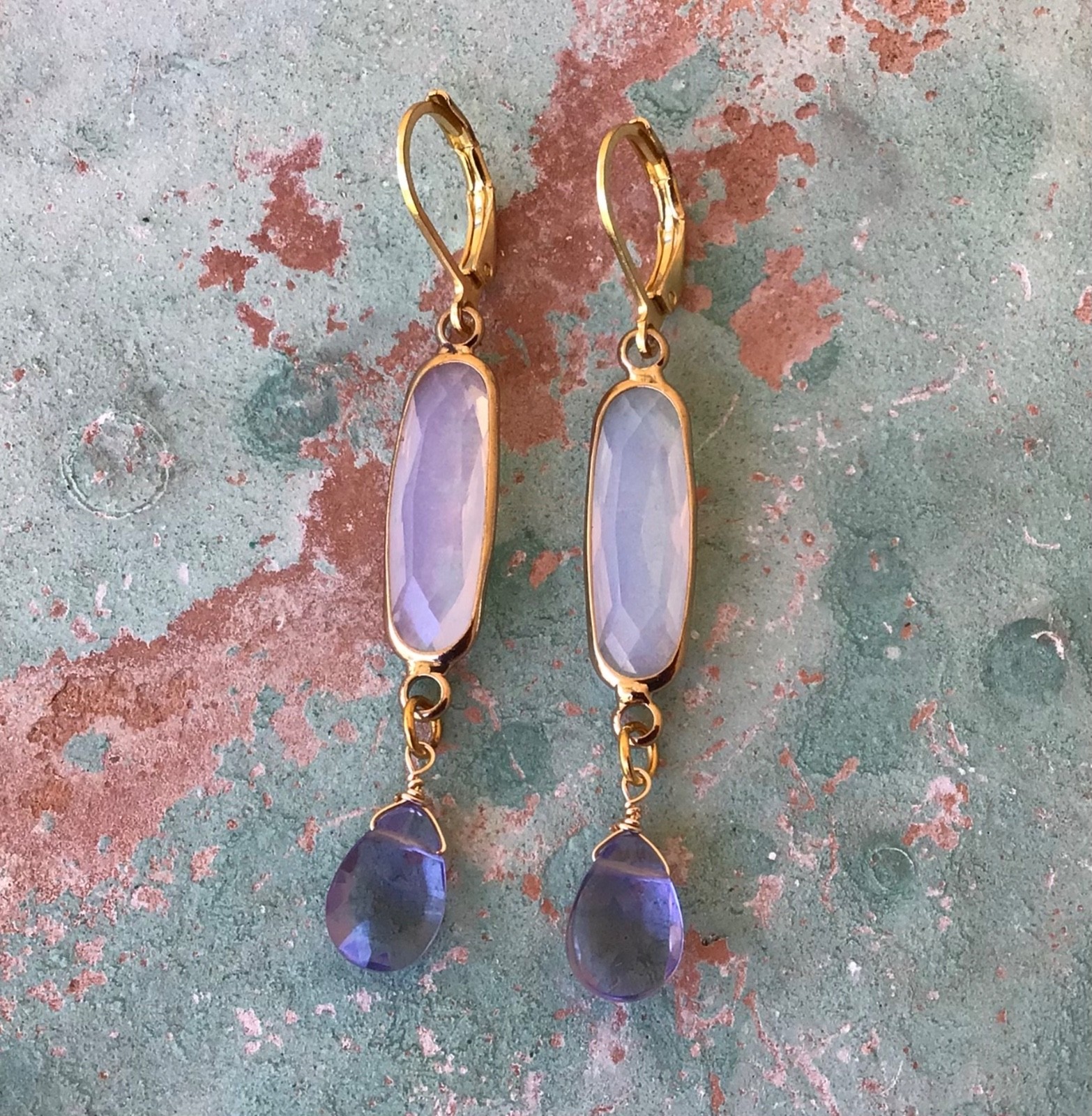 SUNDANCE CHARM ARTISAN JEWELRY EARRINGS OPALITE GOLD PLATED