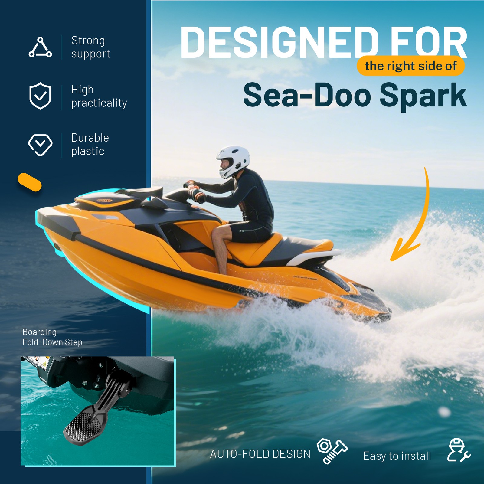 Watercraft Reboarding Step Ladder Kit for Sea-Doo Spark #295100494 #295100642