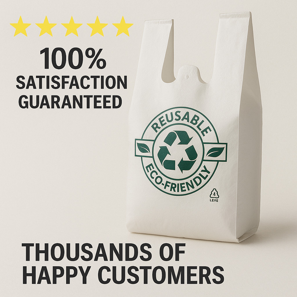 White T-Shirt Grocery Bags 1/6 Large – Extra Heavy Duty 21x11.5x6.5 – Bulk Packs