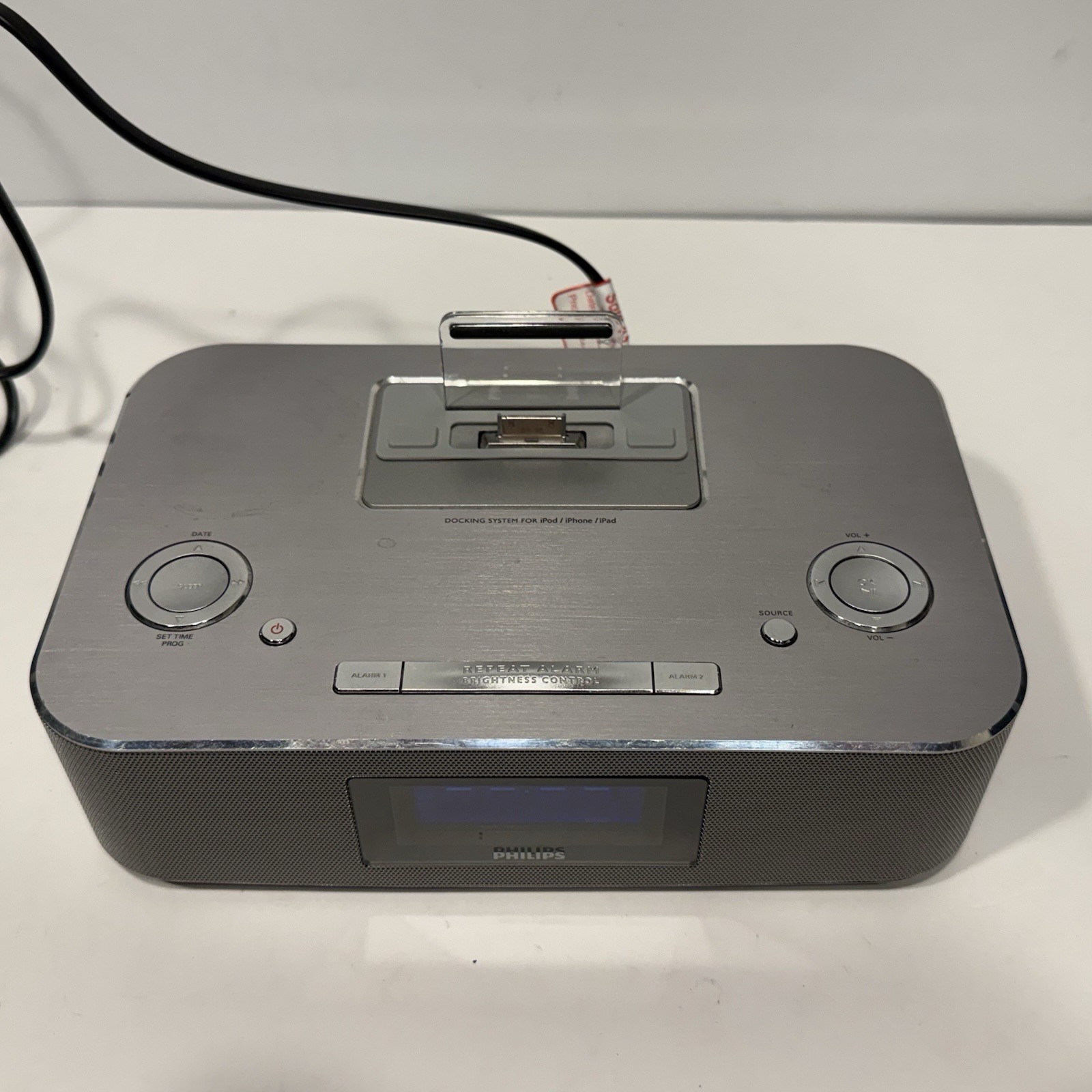 Philips DC291/37 iPod iPhone Speaker Dock Alarm Clock Tested Working