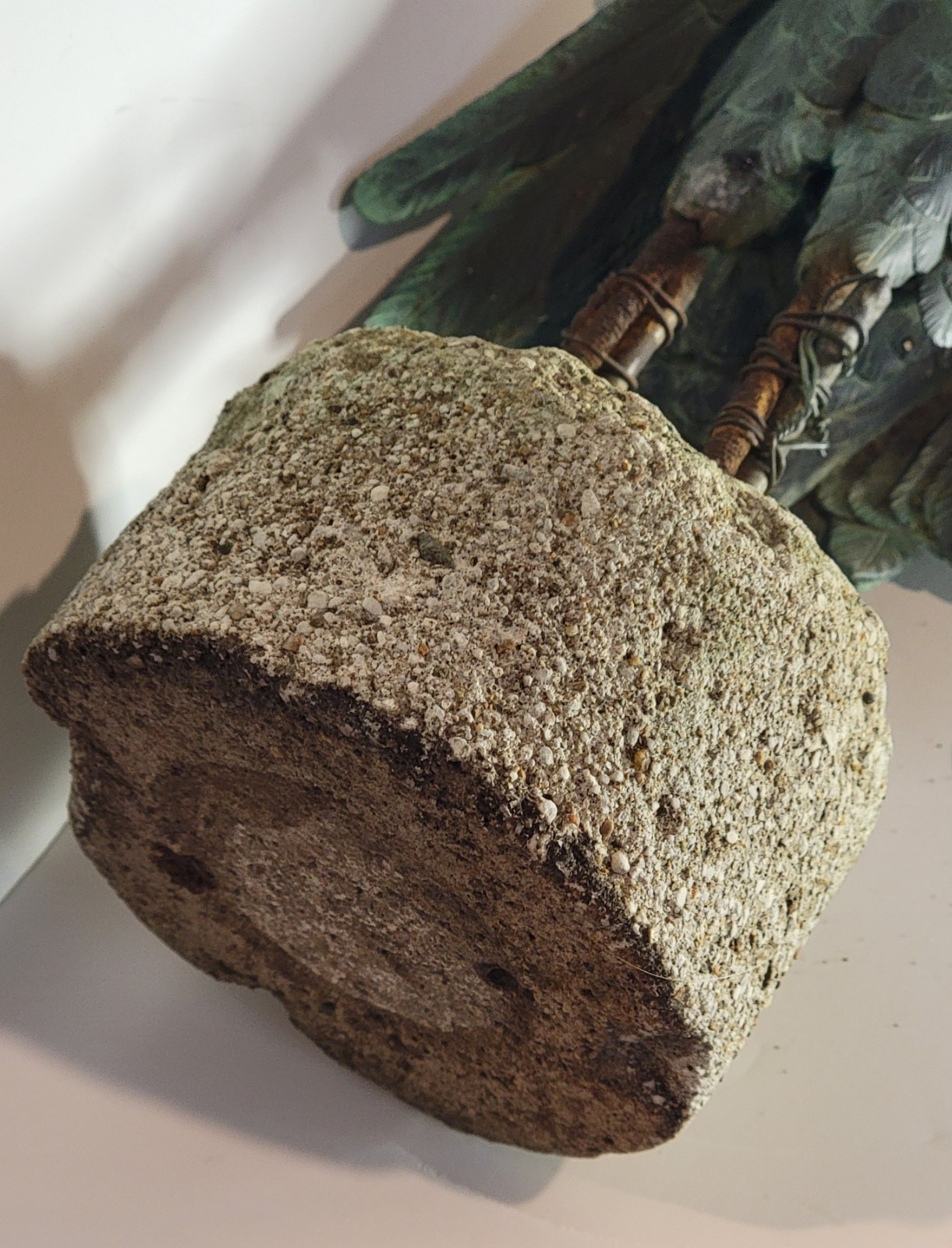 Antique 13" Bronze Verdigris Fountain Crane Salvaged Highly Detailed 9.8 LBS