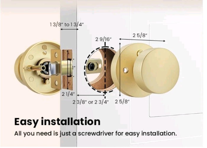 🔑 ⭐ Goldenwarm Brushed Gold Privacy Door Knobs Interior Round Satin (6 Pack)