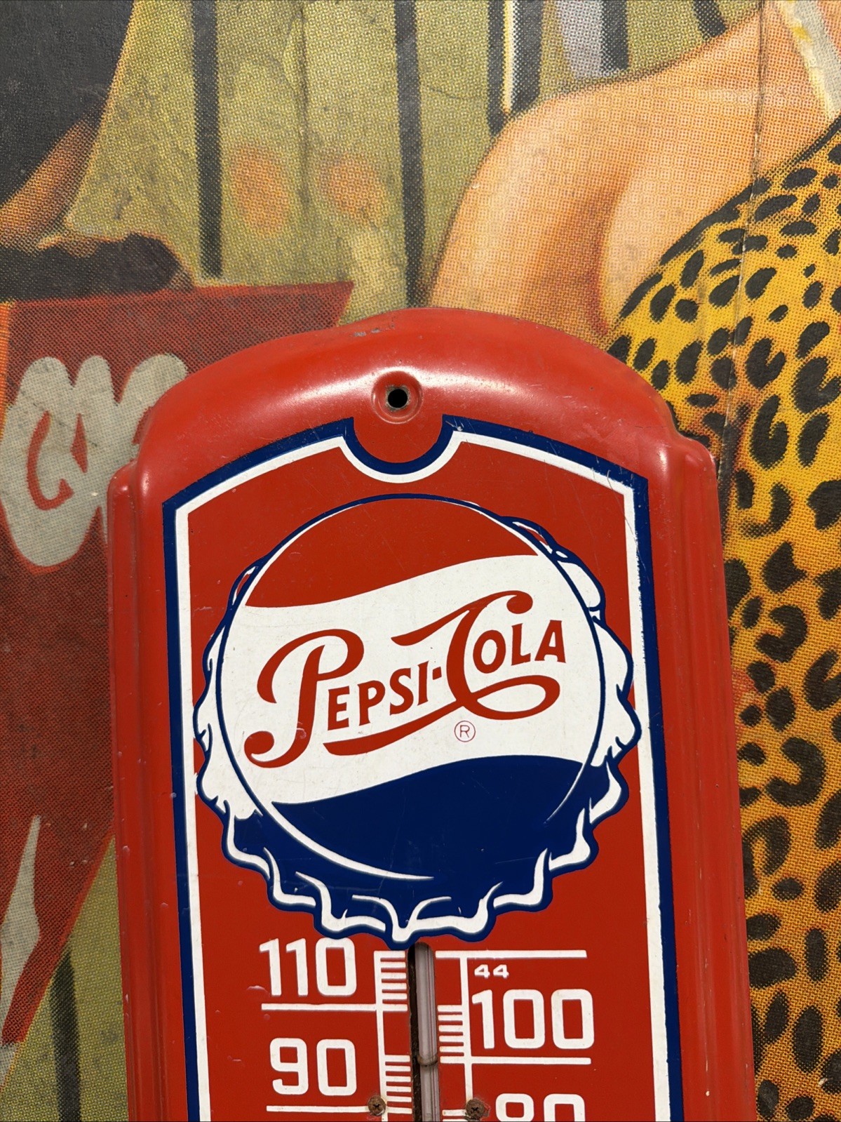 VINTAGE PEPSI COLA THERMOMETER SIGN COCA COLA 7UP PEPSI ORANGE CRUSH DR PEPPER