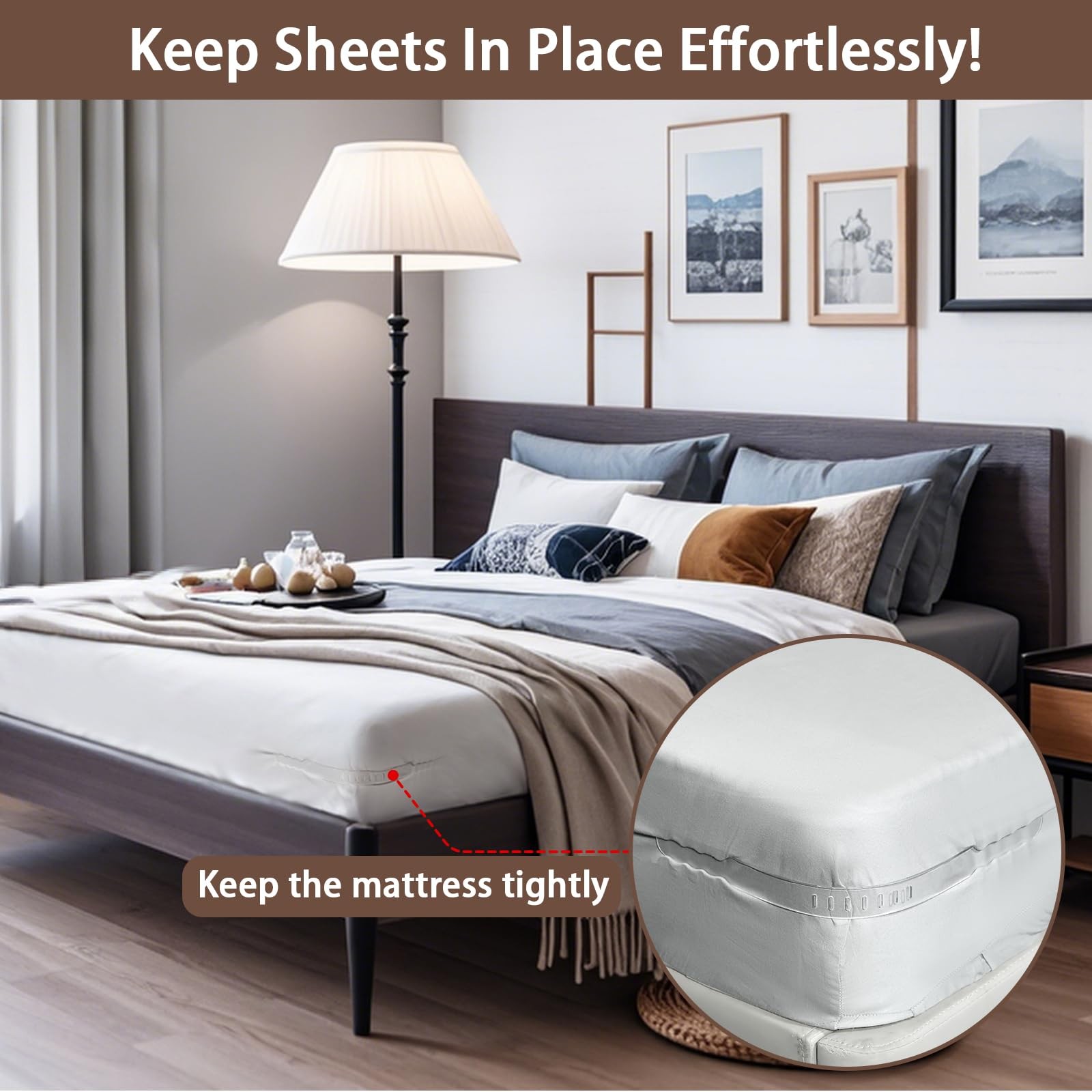 4PCS Strips for Bedsheet Holder, Straps Compatible with Most Lock Sheet Holde...