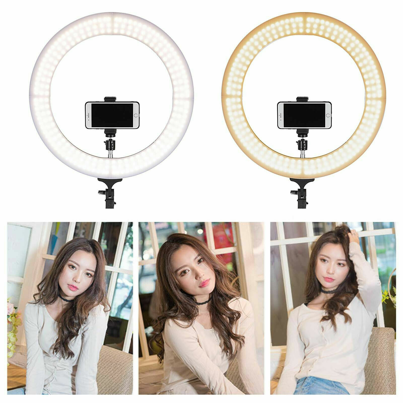 19" LED SMD Ring Light Kit with Stand Dimmable 6000K for Makeup Phone Camera