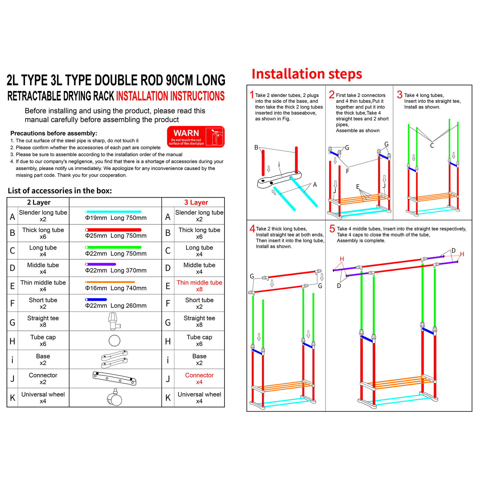 Heavy Duty Clothing Garment Rack Rolling Clothes Organizer Double Rails Hanging