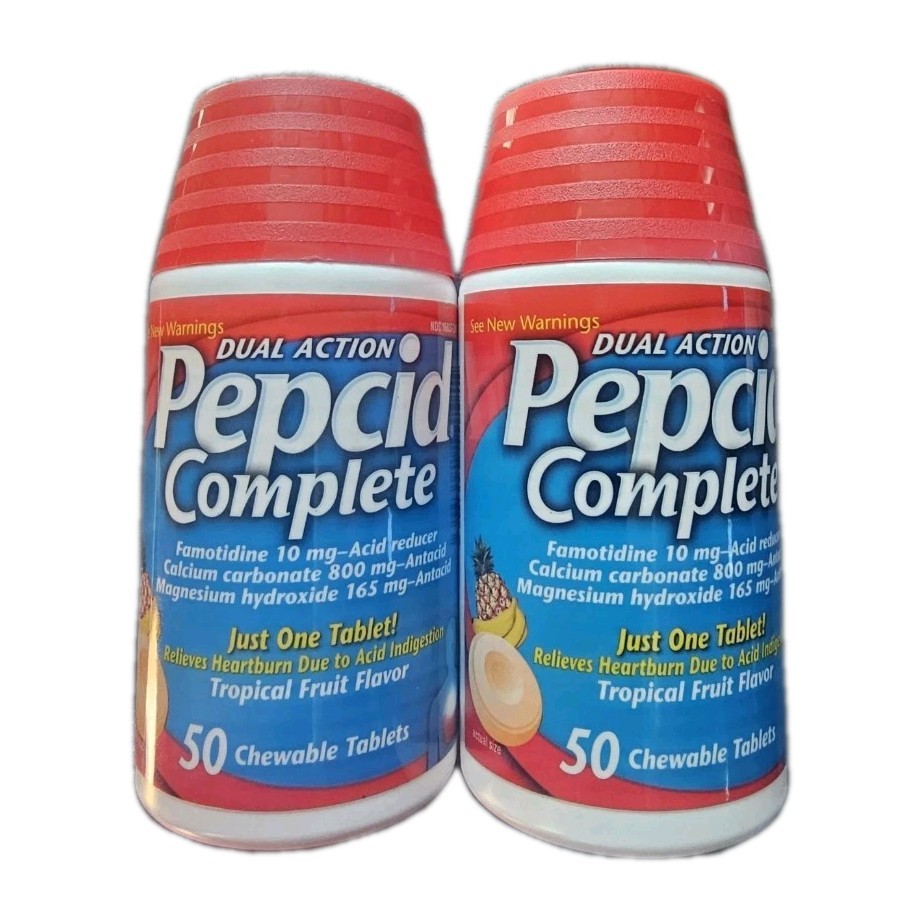 PEPCID COMPLETE 2 X 50 (100)  TROPICAL FRUIT FLAVOR  CHEWABLE TABLETS EX 2028