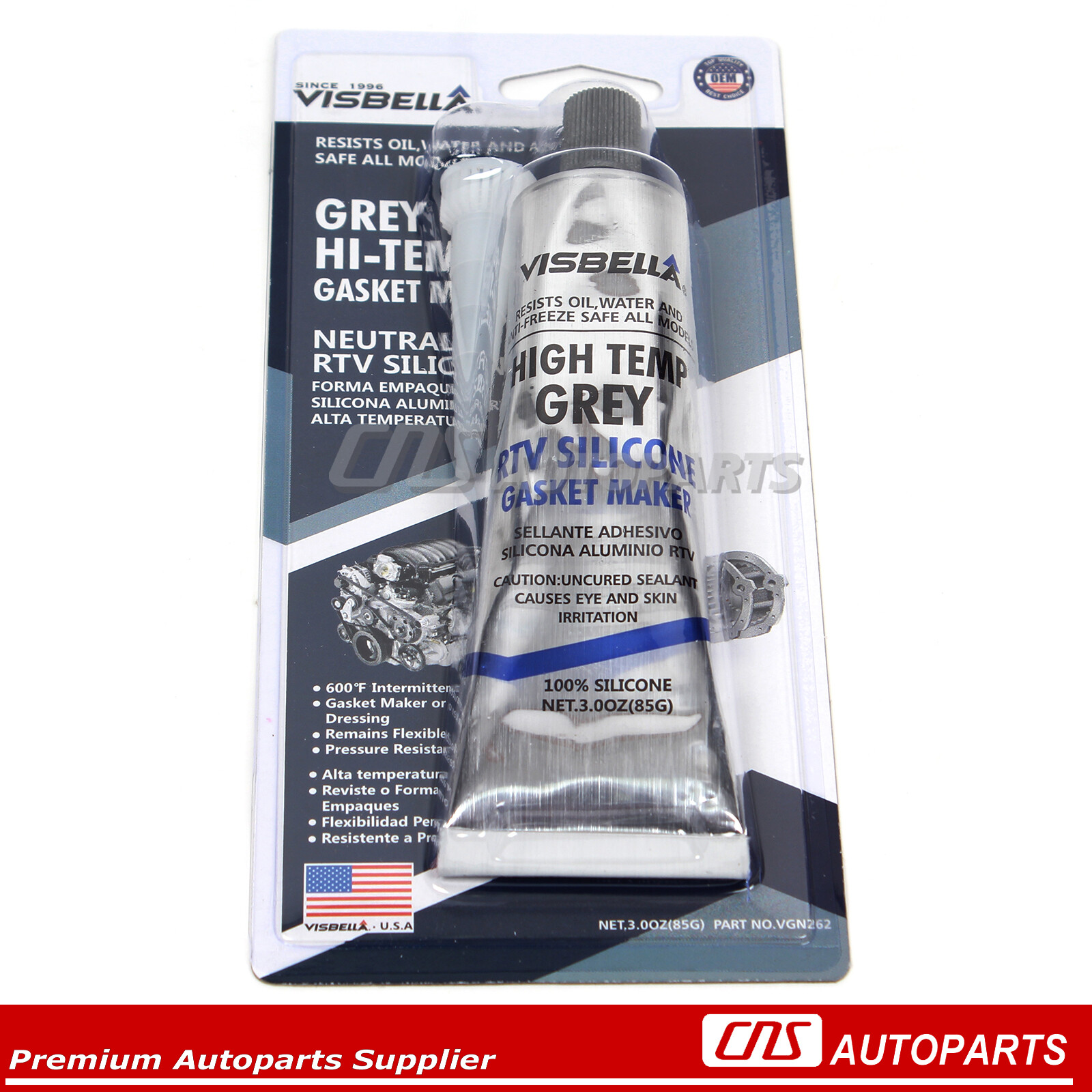 High-Temp Grey RTV Silicone Gasket Maker VISBELLA Sealant for Valve covers (3oz)