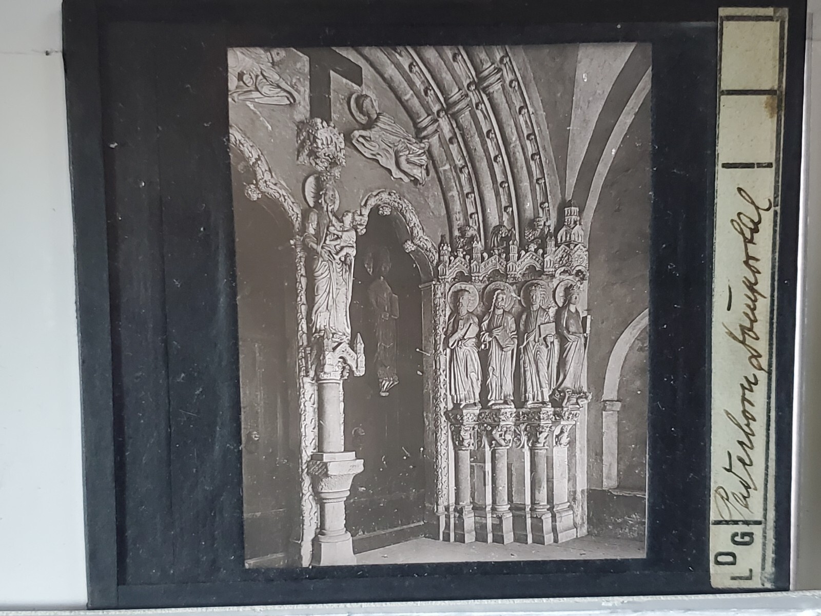 Detail from Peterborough Cathedral, England, Magic Lantern Glass Slide