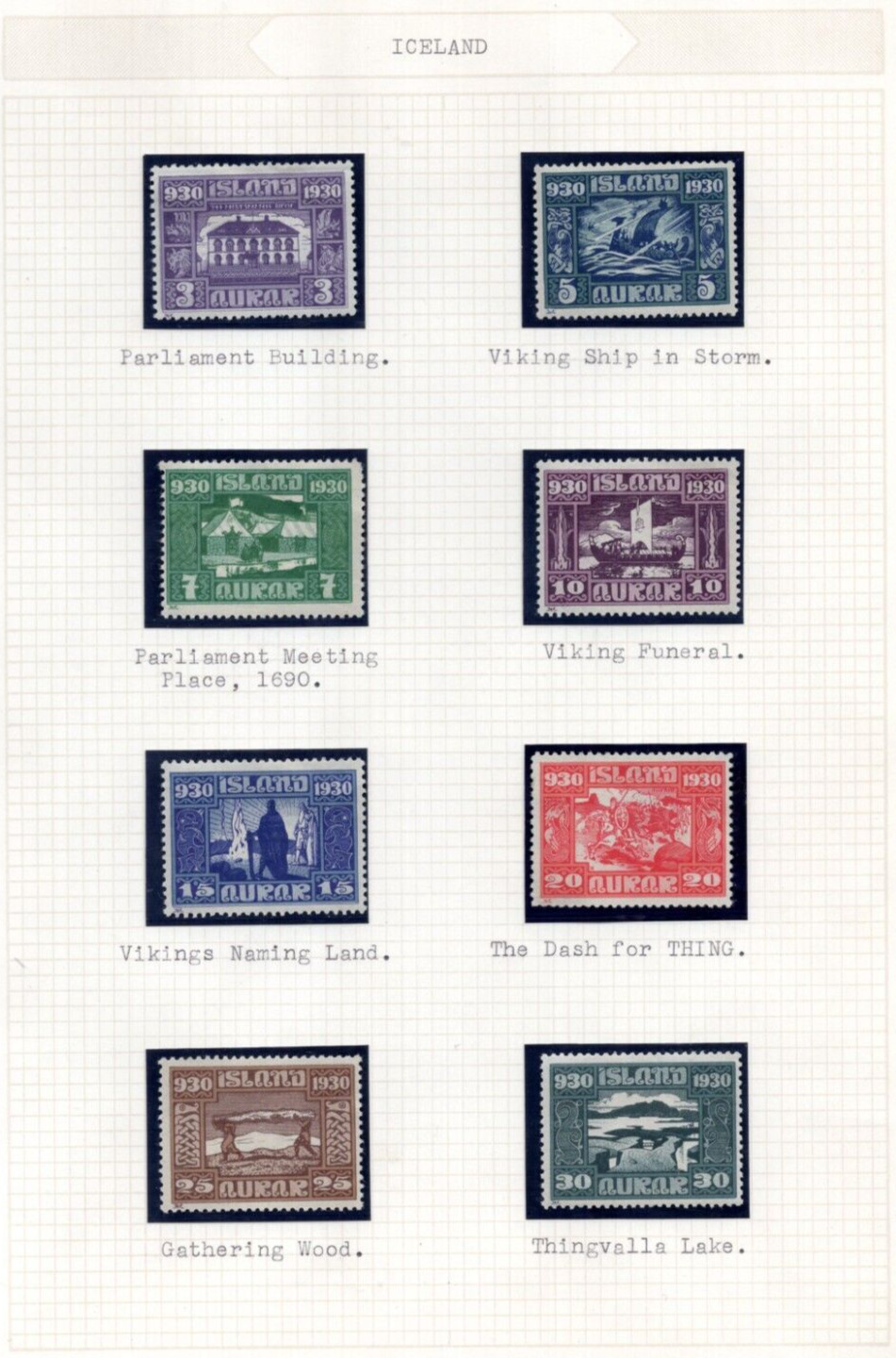 ICELAND 1930 SCOTT #153-166 COMPLETE SET MINT MOSTLY LIGHT HINGE