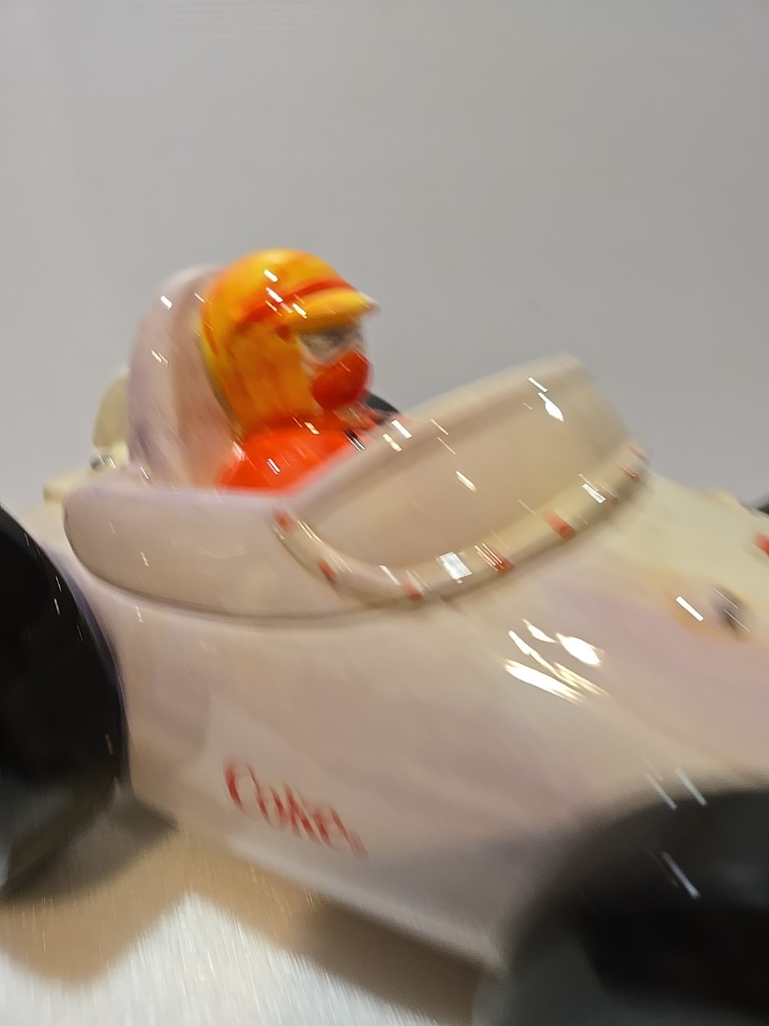 Vintage 2002 Coca-Cola COKE 14" Porcelain Race Car Cookie Jar, Very Good Shape