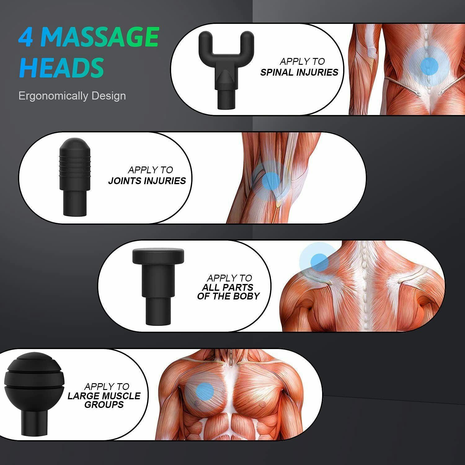 6 Speeds Massage Gun, Cordless Handheld Deep Tissue Muscle Massager Super Quiet