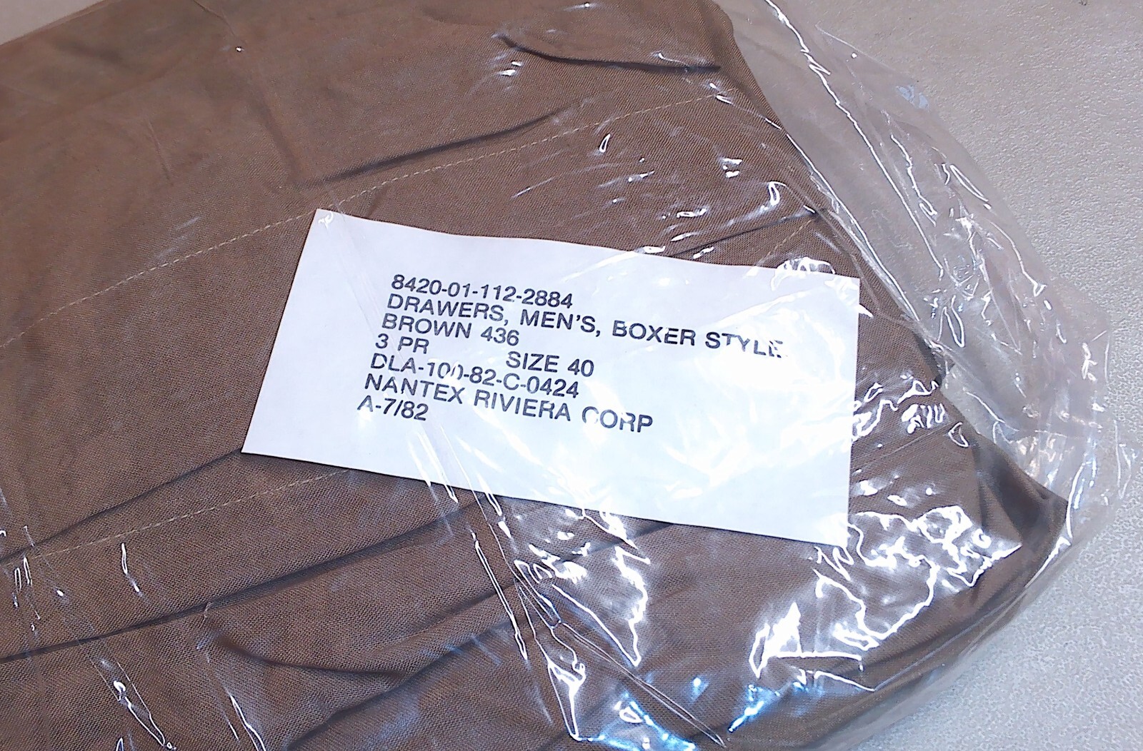 3 Pack of Vintage 80s Era USGI Brown Cotton Boxer Briefs Drawers Size 40 X-Large