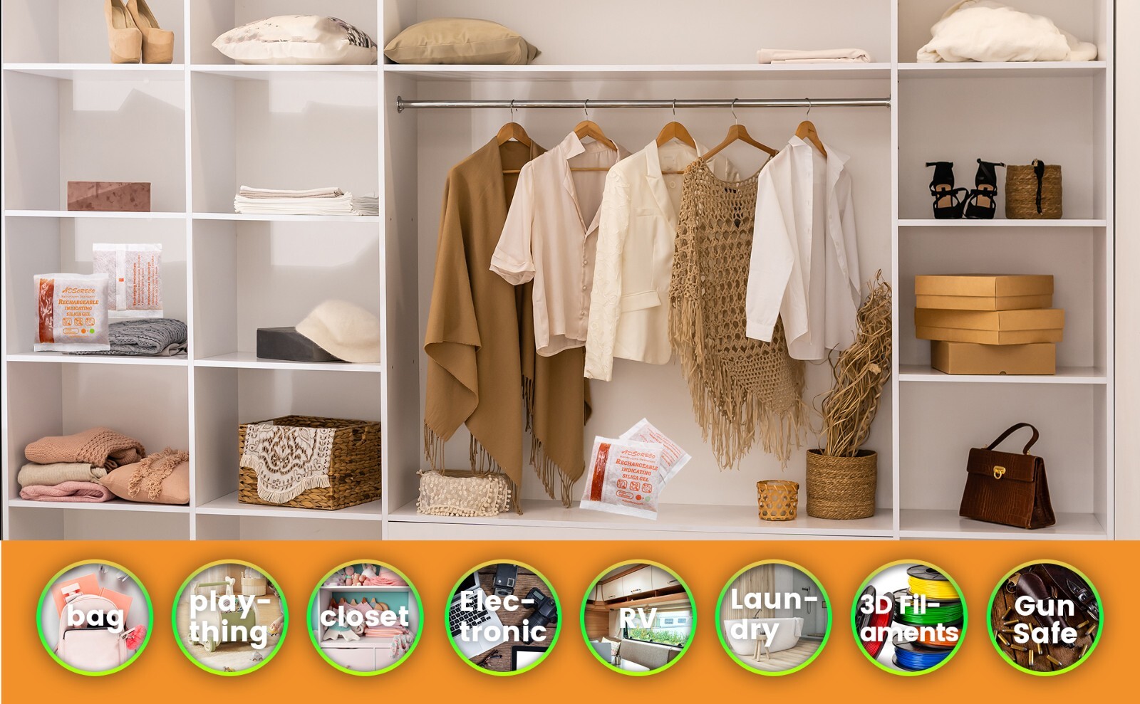 [500g 4p]Adsorbco Rechargeable Desiccant Packs, Indicating Silica Gel Packets