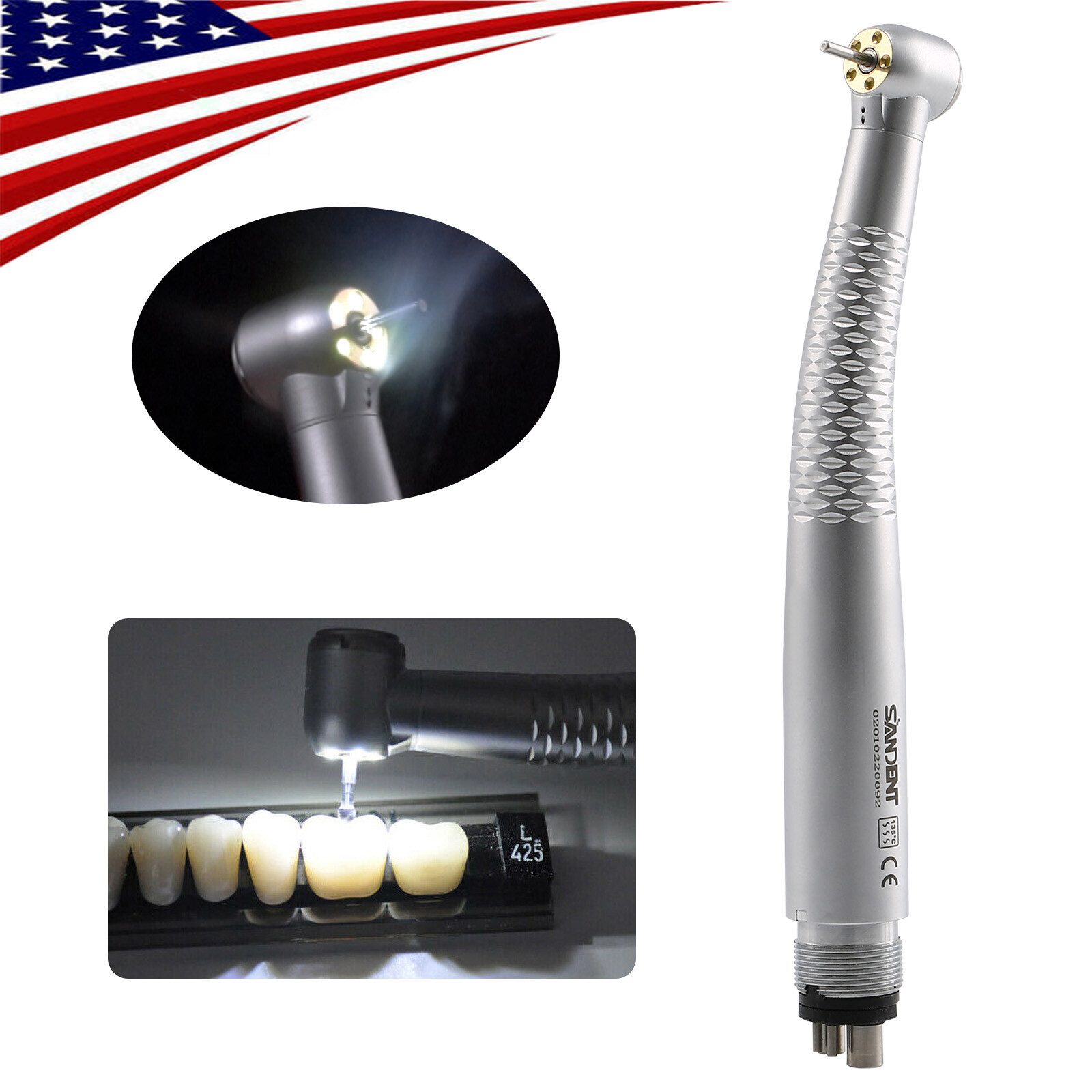 Dental 5Lights LED E-Generator High Speed Fiber Optic Handpiece 4Hole Shadowless