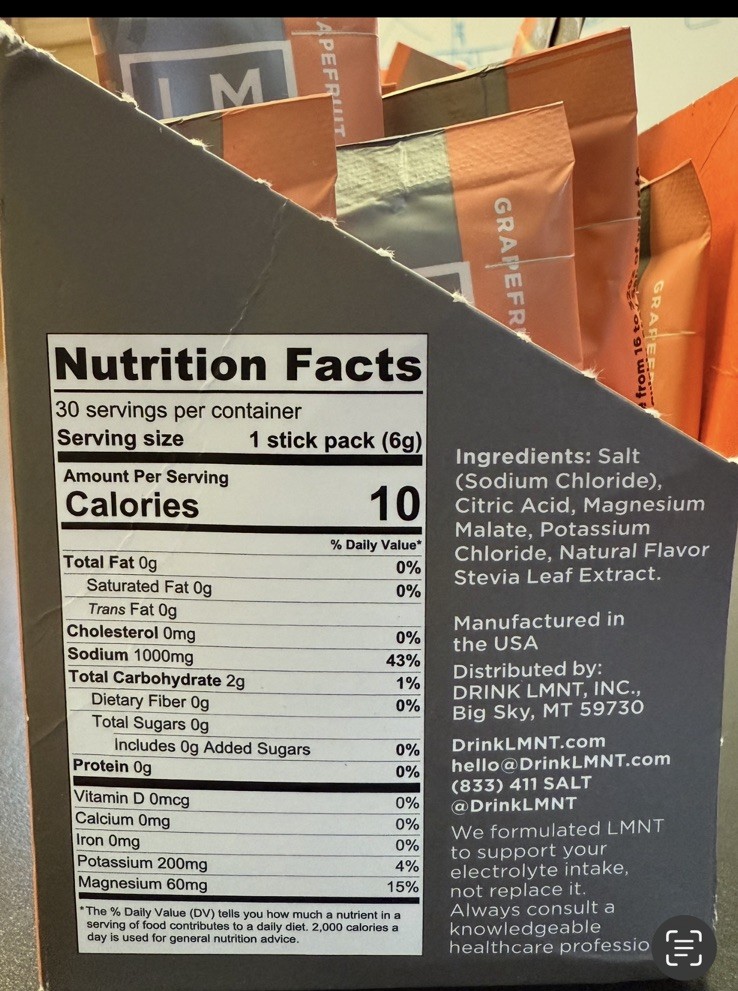 LMNT Drink Mix Grapefruit 30 Count / PACKETS ONLY