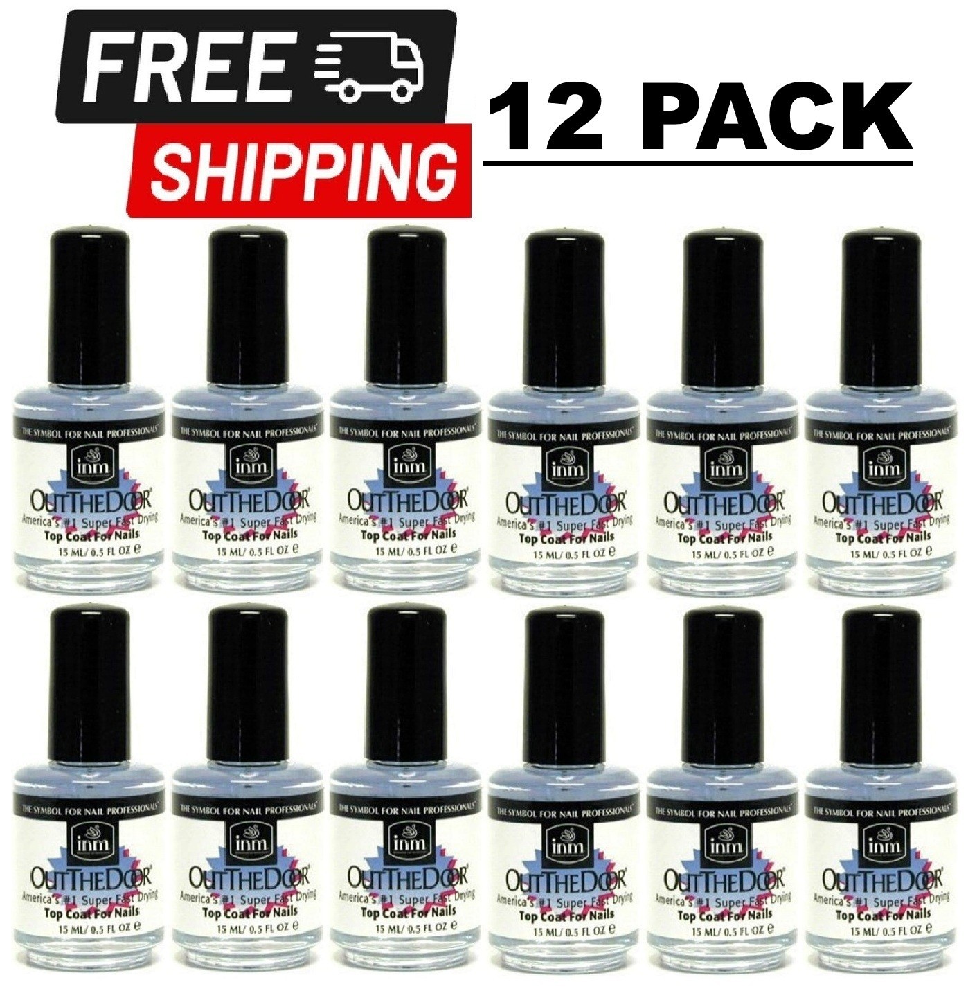 INM Out The Door Super Fast Drying Top Coat for Nails America's #1 (0.5 oz each)