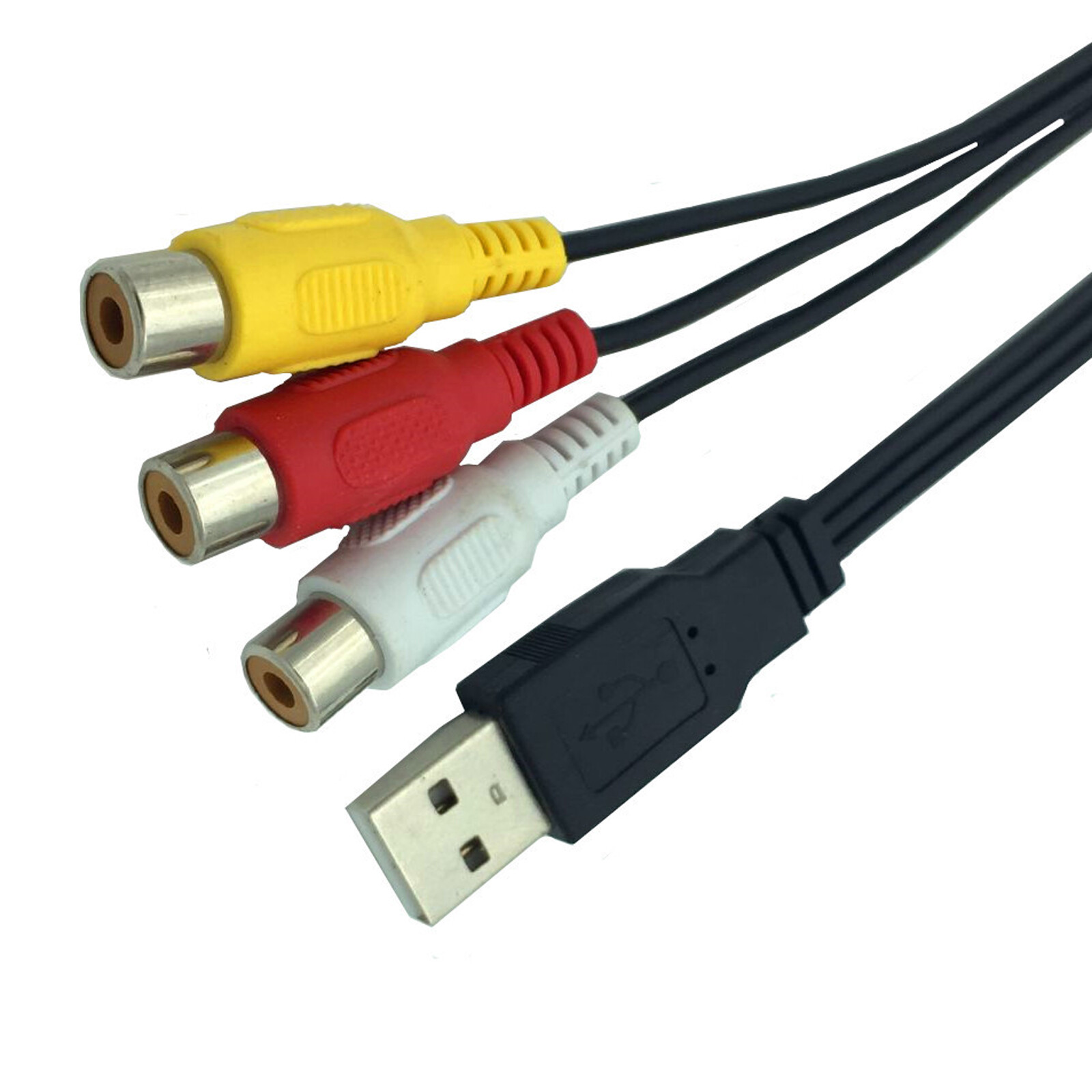 2x USB Male to 3 RCA AV Audio Video Cable Adapter 25CM for TV HDTV DVD 1080P US