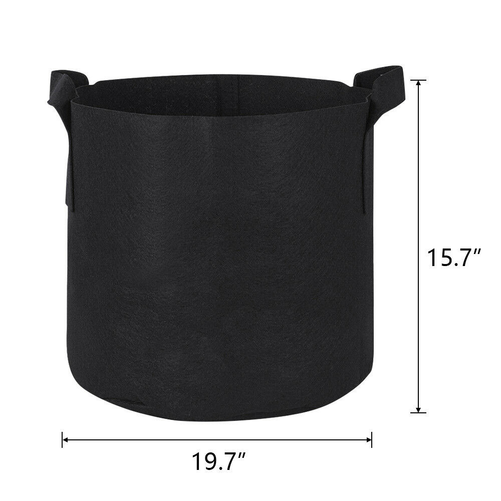 Plant Grow Bags 20 Gallon 5 Pack Fabric Pots 300G Thick Nonwoven Fabric Black