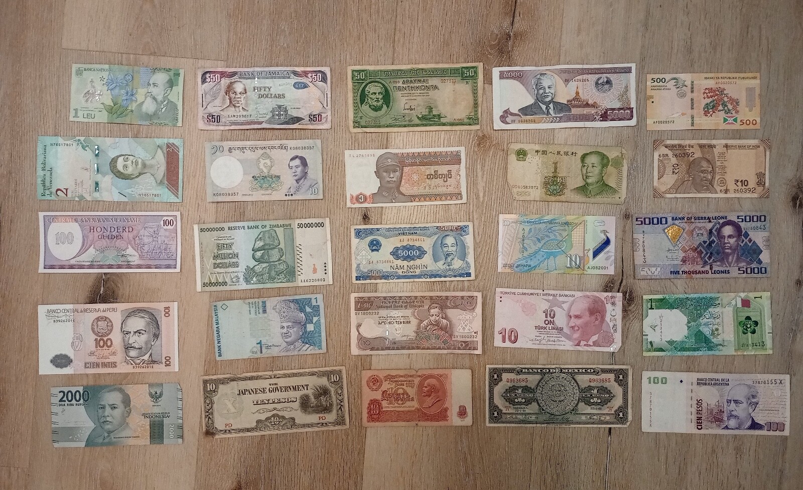 25 Banknotes DIFFERENT COUNTRIES Circulated Currency Foreign World Paper Money
