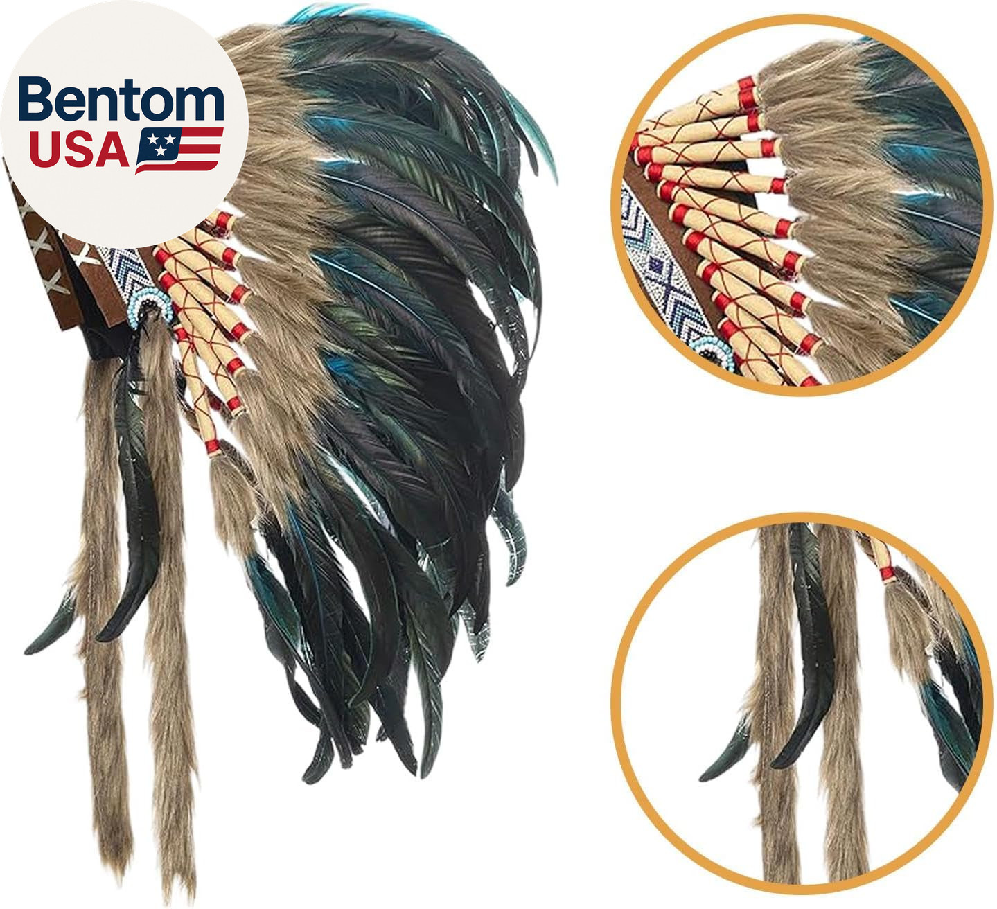 Indian Artificial Feather Headdress, American Chief Indian Native Hat, Indian He