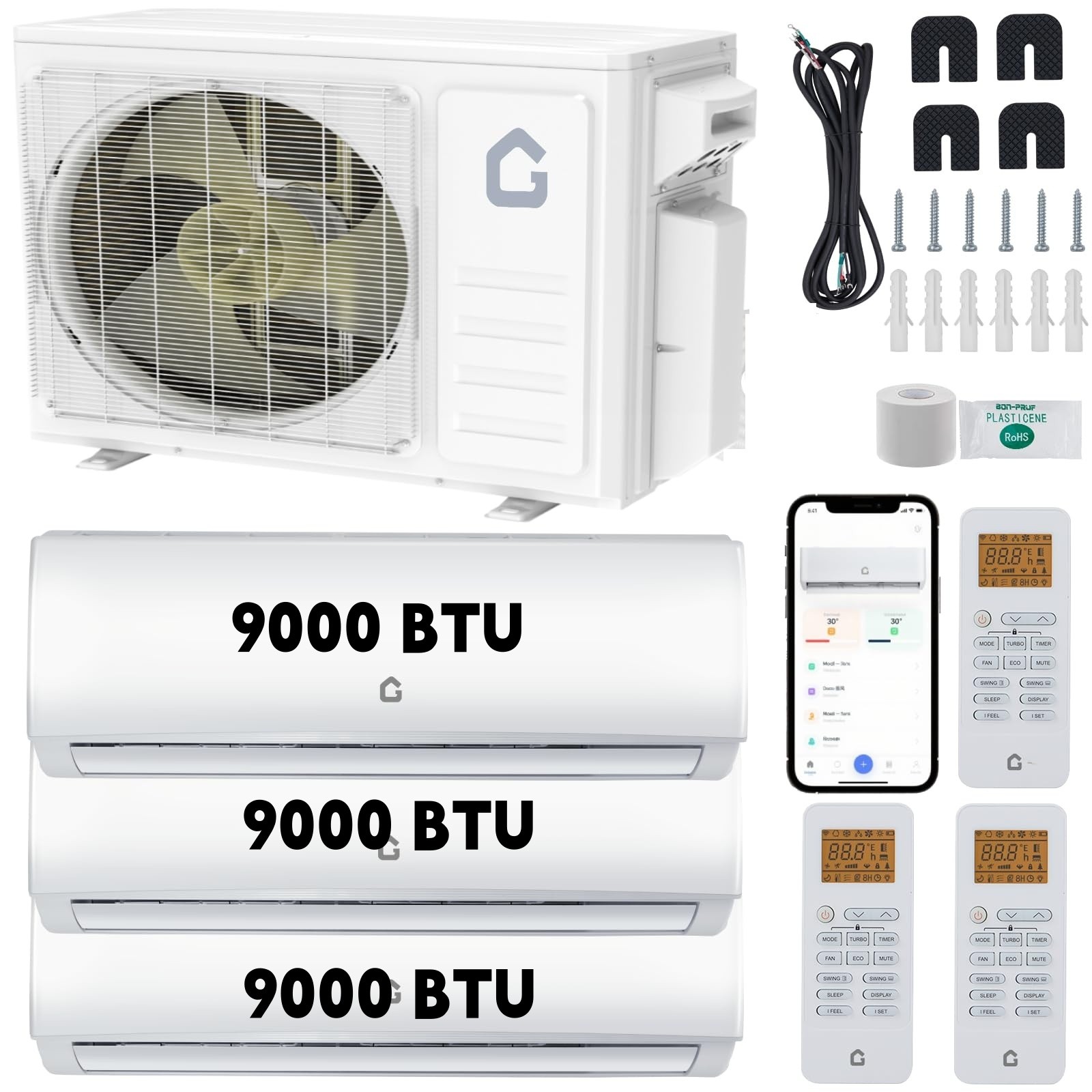 28000 BTU 3 Zone Mini Split AC/Heating System Multi Zone Air Conditioner R454B