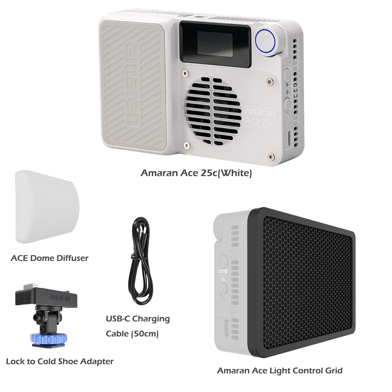 Amaran Ace 25c RGB LED Video Light with Grid, Full Color 2300-10000K