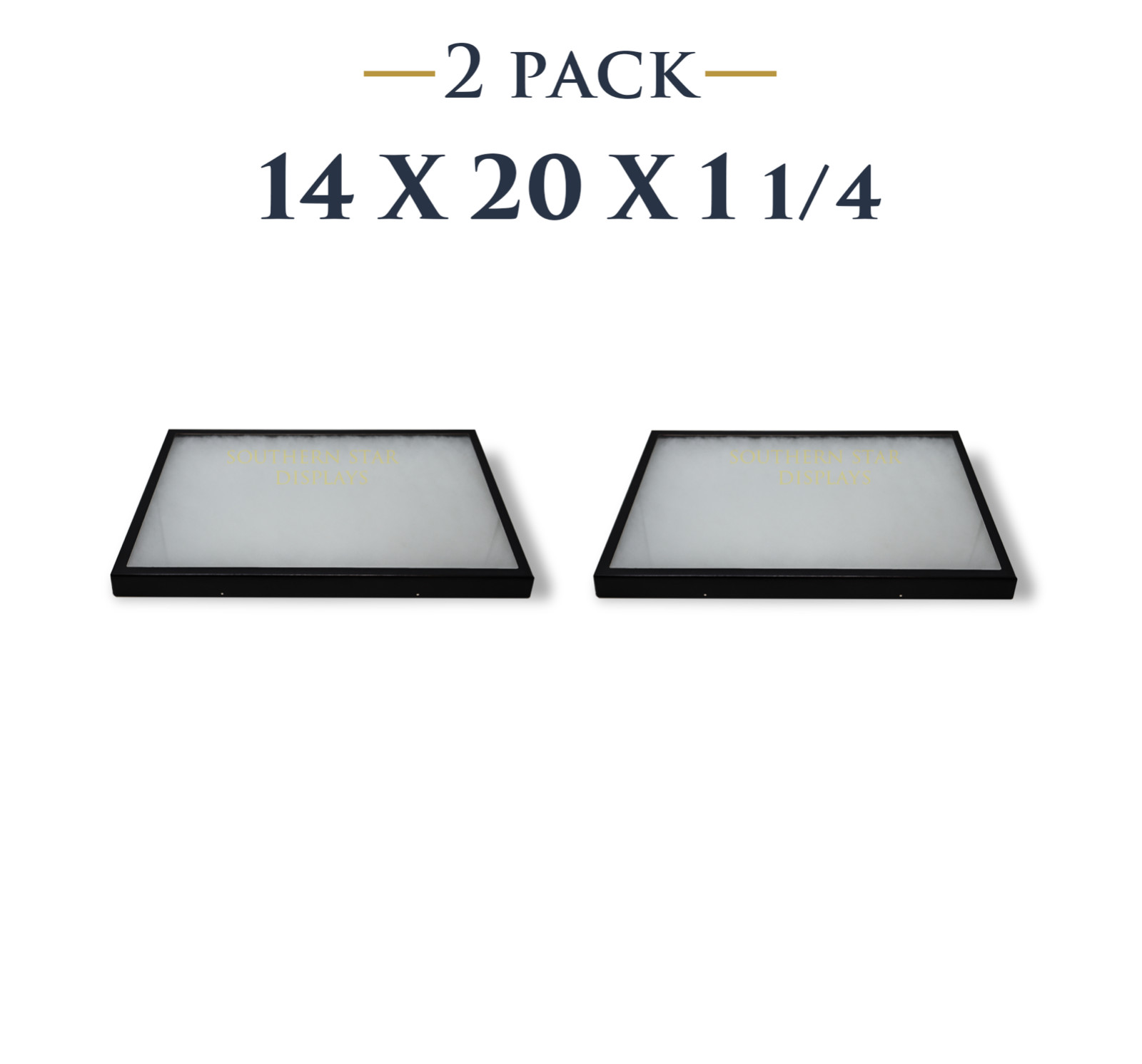 2 Pack of 14 x 20 x 1 1/4 Riker Display Cases Boxes for Collectibles Arrowheads