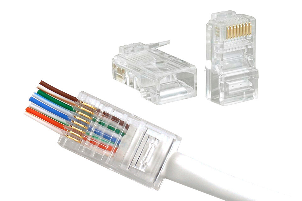 CAT6 RJ45 Connector Network Cable Modular Plug UTP End Pass Through 8P8C EZ Lot