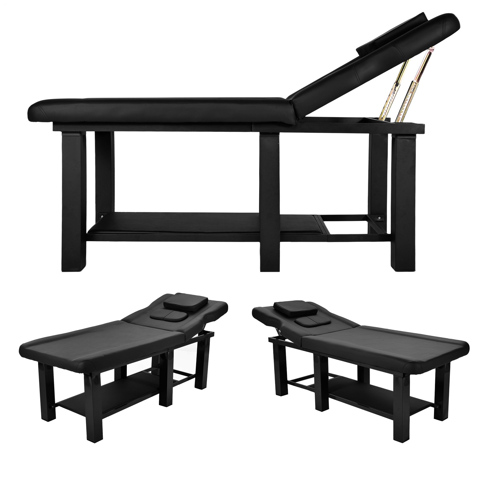 Black Heavy Duty Wide Massage Table Facial Bed Salon Beauty w/Open-Chest,Headres