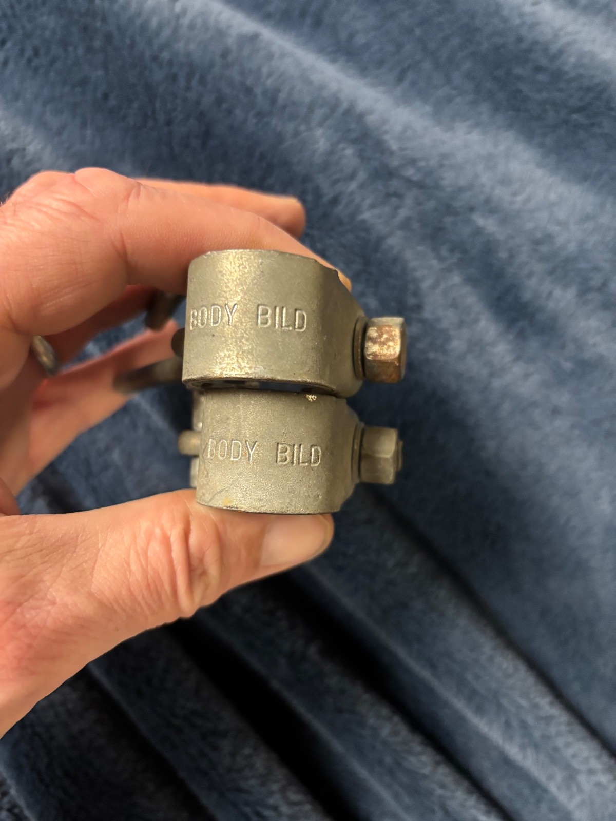 Vintage Body-Bild (England) 2 Dumbbell Barbell Collars 1” weight plates weights