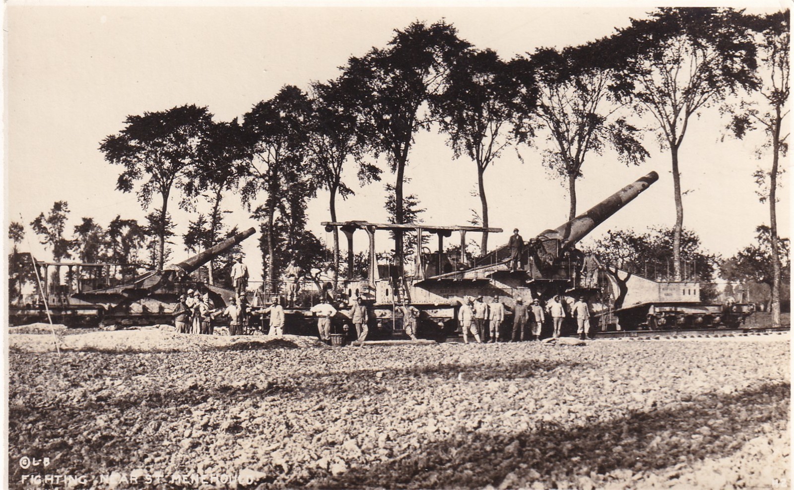 Original WWI RPPC Photo Postcard FRENCH 370mm RAILWAY GUN RAILROAD ARTILLERY 175