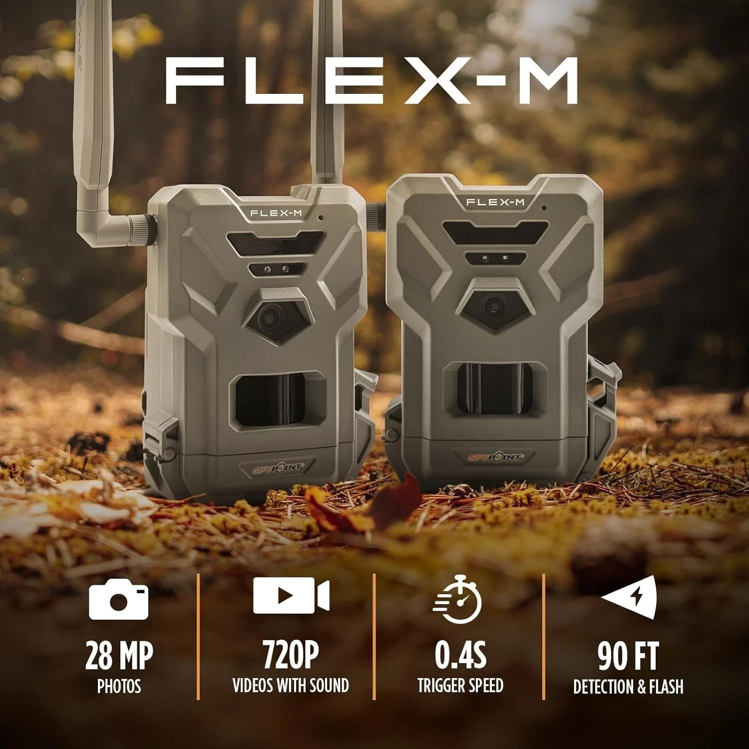 SPYPOINT Flex-m Twin Pack Cellular Trail Camera with GPS, Night Vision, Dual-Sim