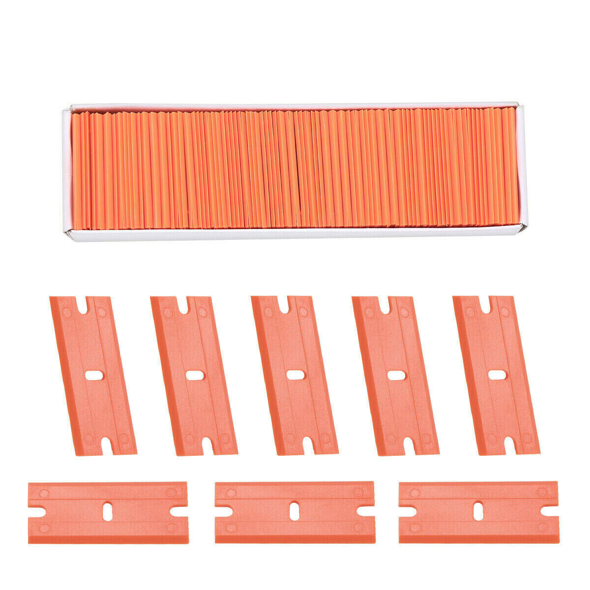 100 Pcs Plastic Razor Blades + 2 Razor Scraper Double Edged Sticker Removal Tool