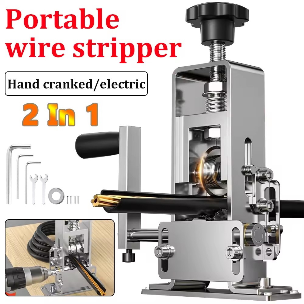 Manual Wire Stripping Machine Drill Powered Hand Crank Wire Stripper Tool 1-25MM