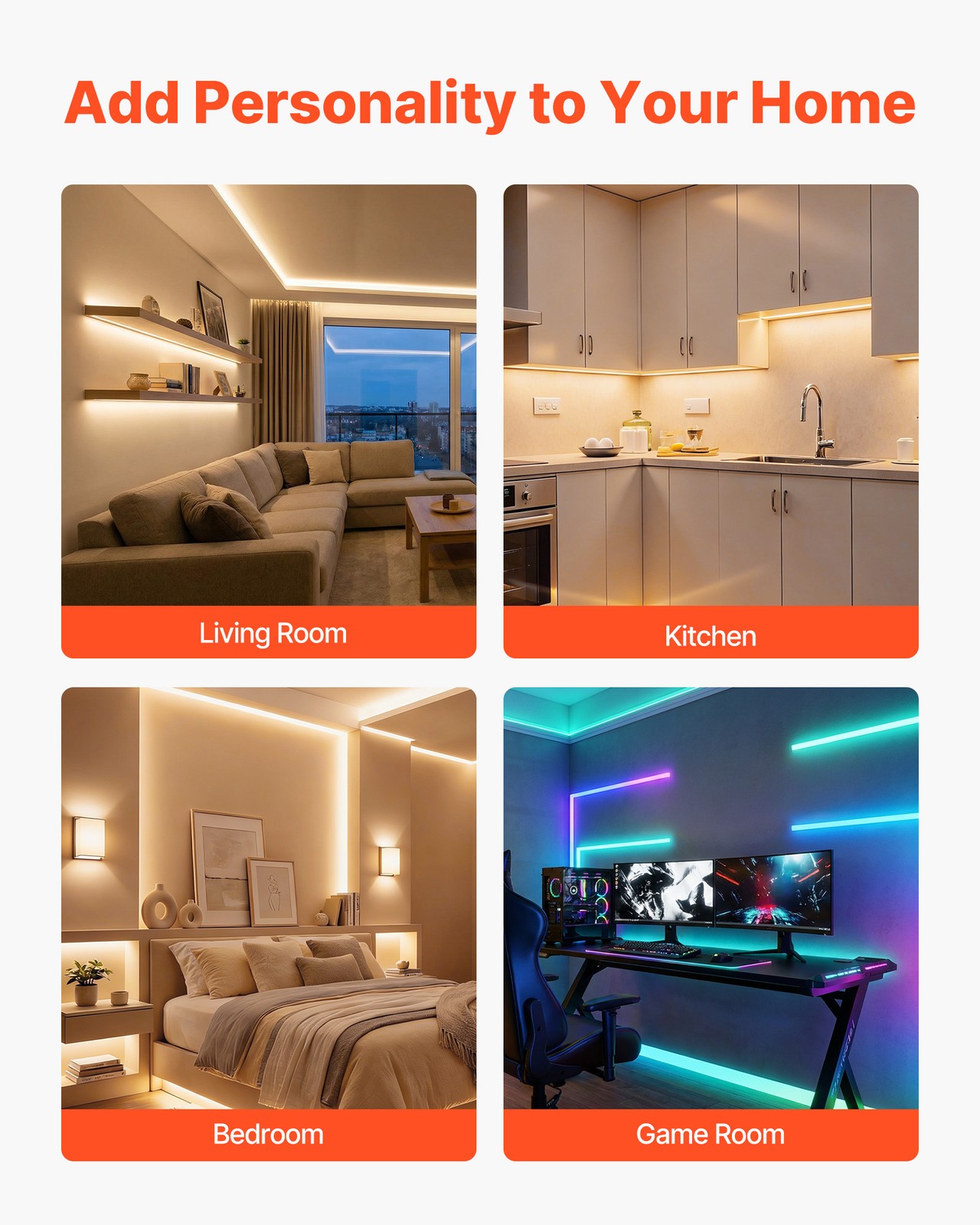 VEVOR 6-Pack 3.3 ft/1M U Shape LED Aluminum Channel Milky Cover for LED Strip