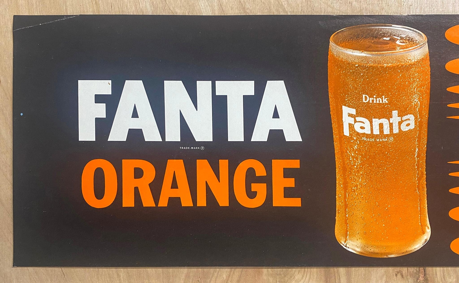c.1962 Fanta Orange Tastes So Much Better Paper Sign Soda Vintage Original