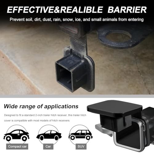 Trailer Hitch Cover, Tow Hitch Cover Tube Dustproof Plug Cap Plain Black