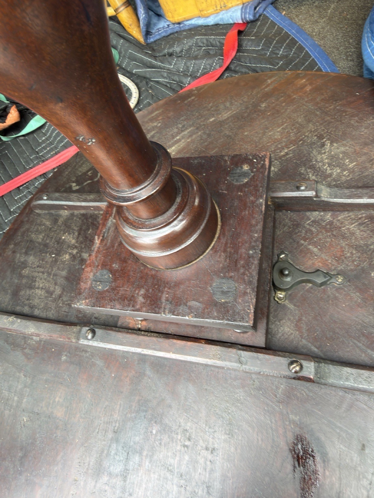 Antique walnut Queen Anne tea table 1760 18th birdcage tilt pad feet country