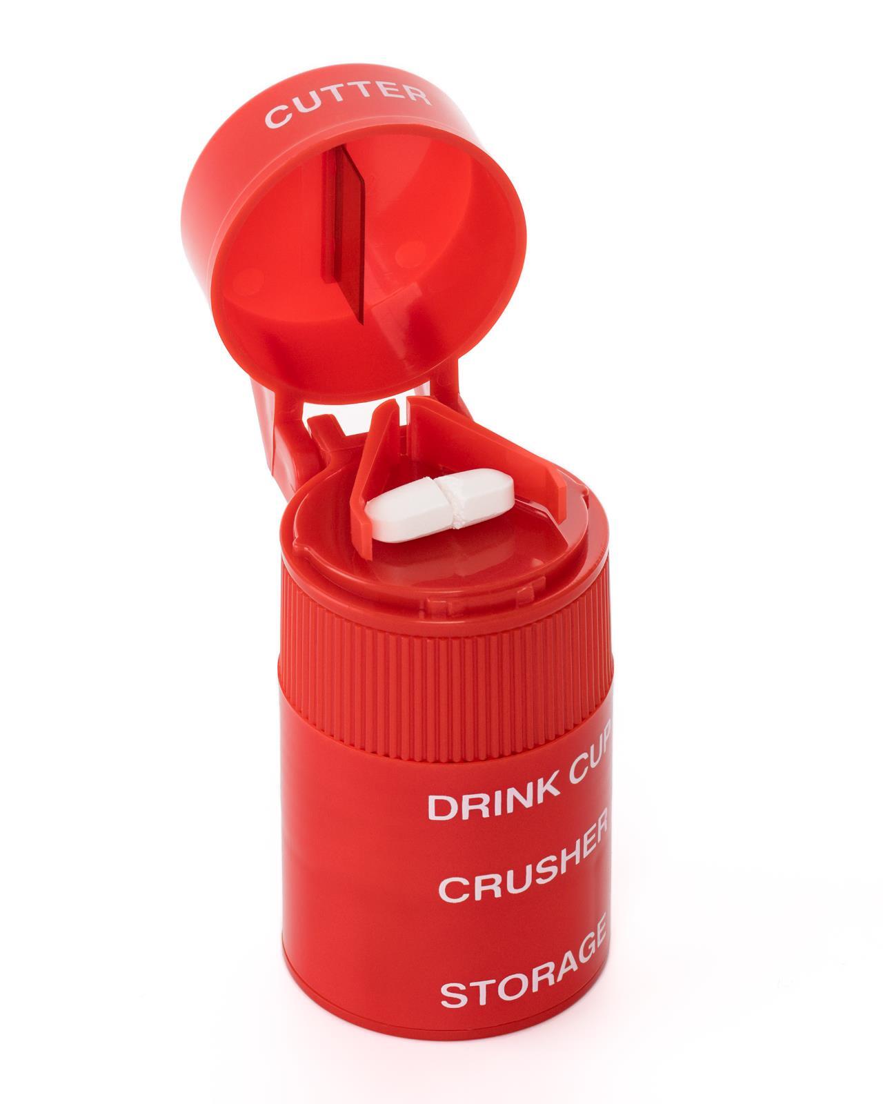 Pill Crusher Cutter and Grinder Combo with Drinking Cup Storage by easycare