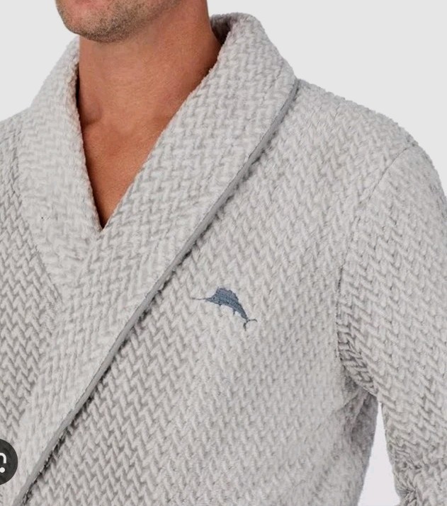 TOMMY BAHAMA MEN'S WAFFLE TERRY BATH ROBE, 100% POLYESTER.