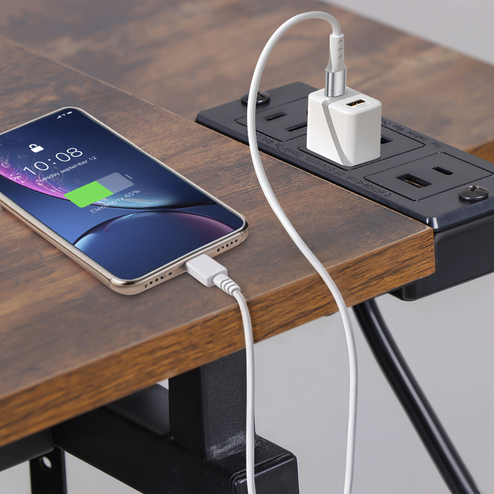 Drafting Drawing Table Adjustable Art Craft Desk with Power Outlet & Stool Retro