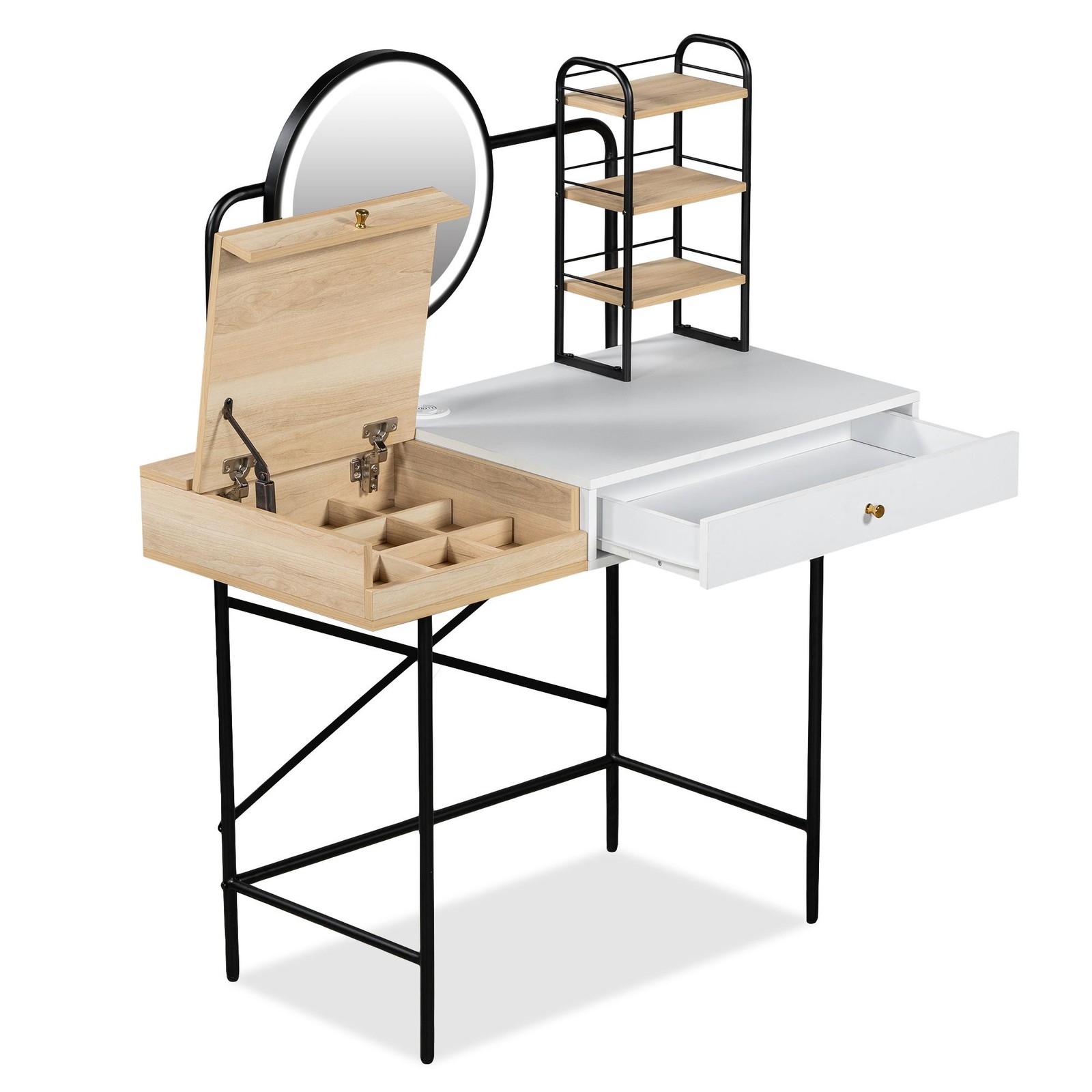 Vinsetto 40" Makeup Vanity Desk with 3-Mode Lighted Mirror, White