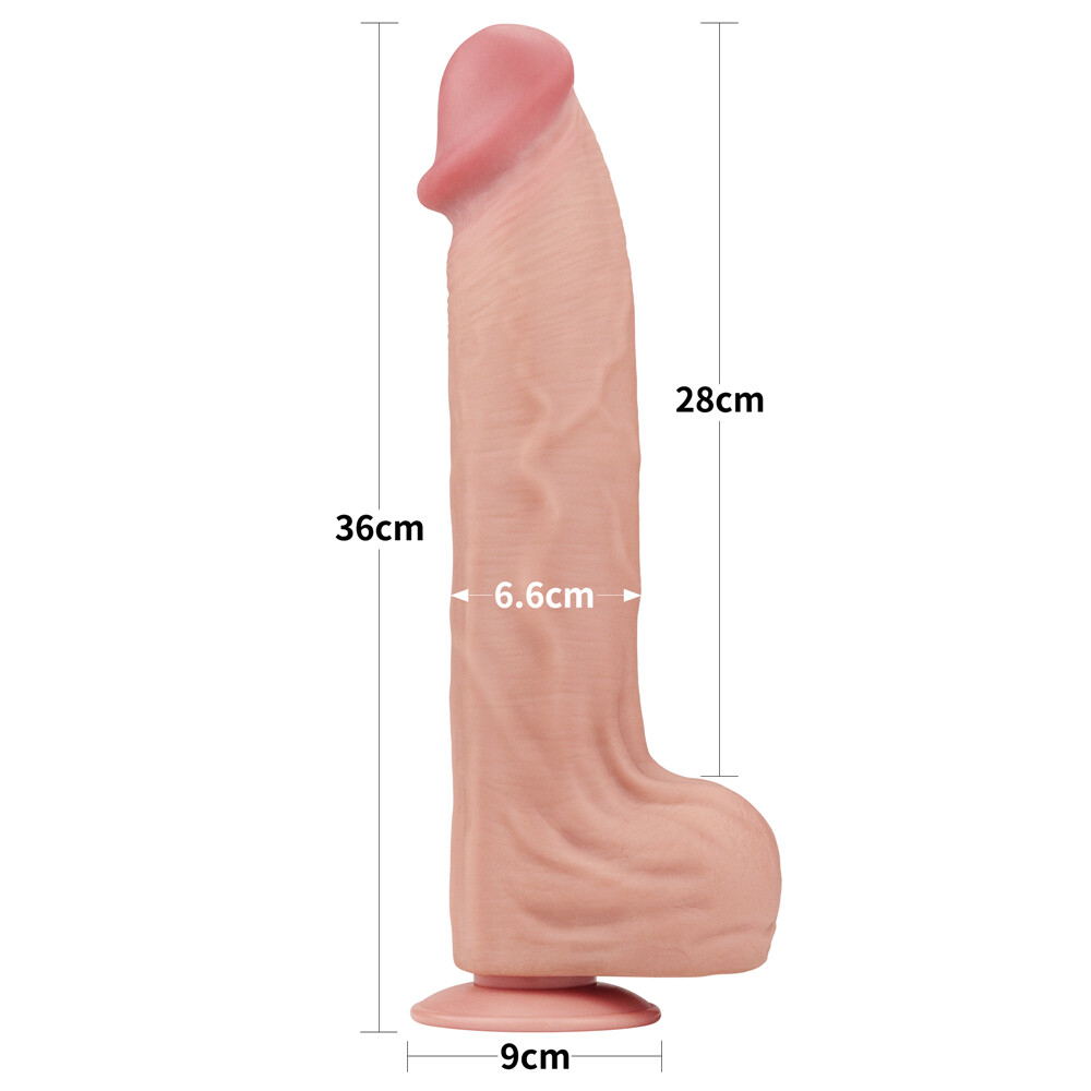Lovetoy 14" Sliding Skin Dildo Dual Layer Dildo Dong, Realistic Feel, 14 inch