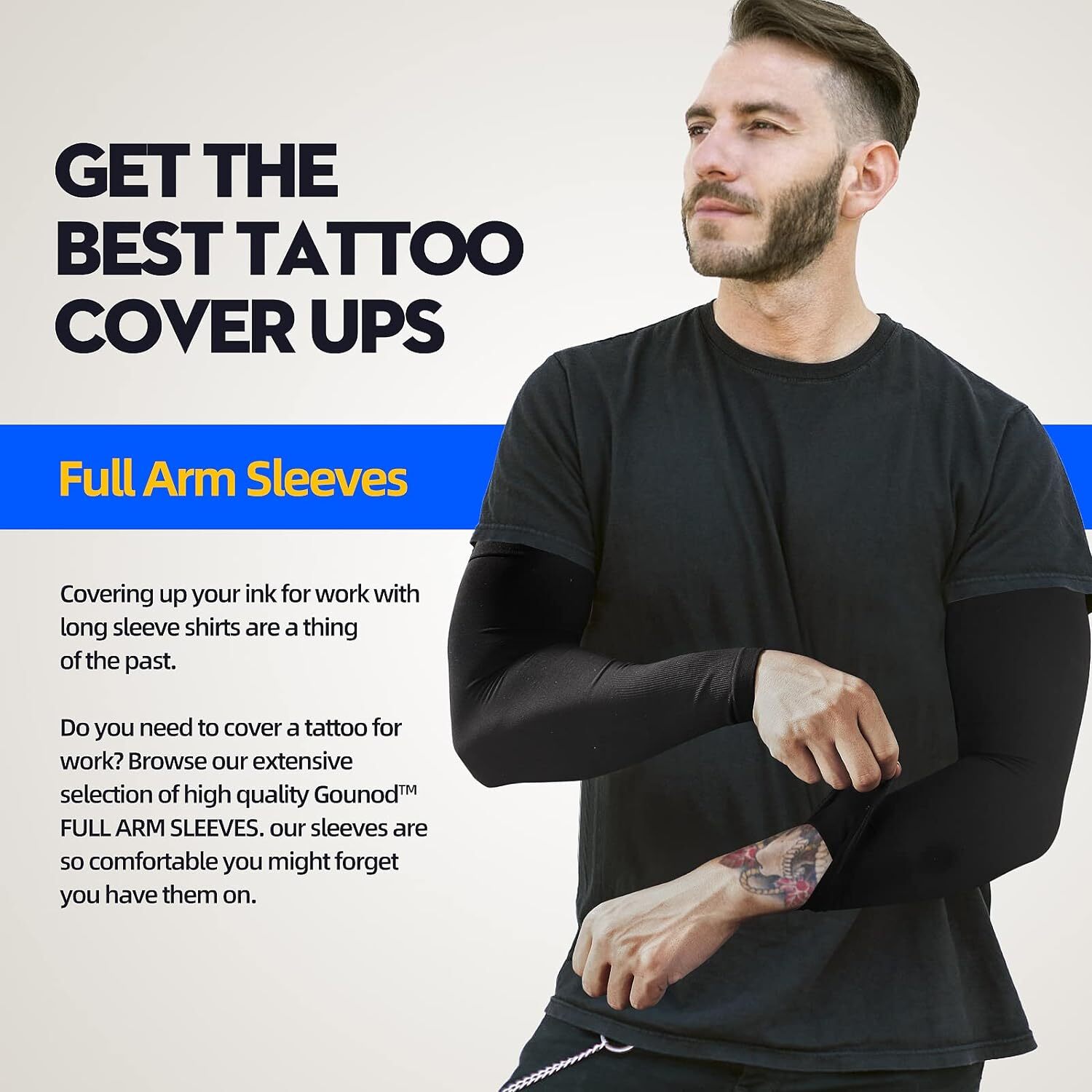 Sun Protection Arm Sleeves for Men Women Tattoo Cover Up - Cooling Sports Sleeve
