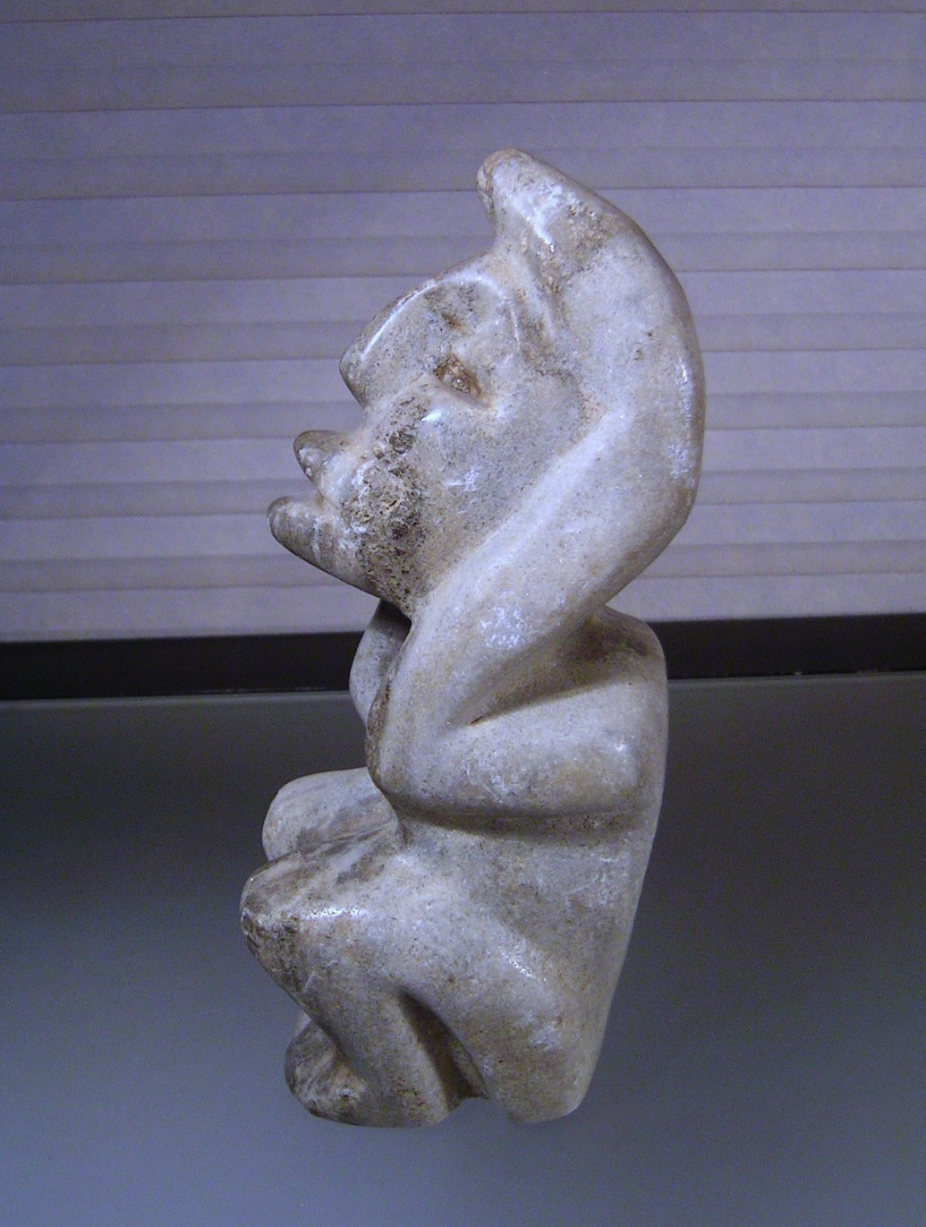 Pre Columbian Mesoamerican Warrior Figure Stone Carving
