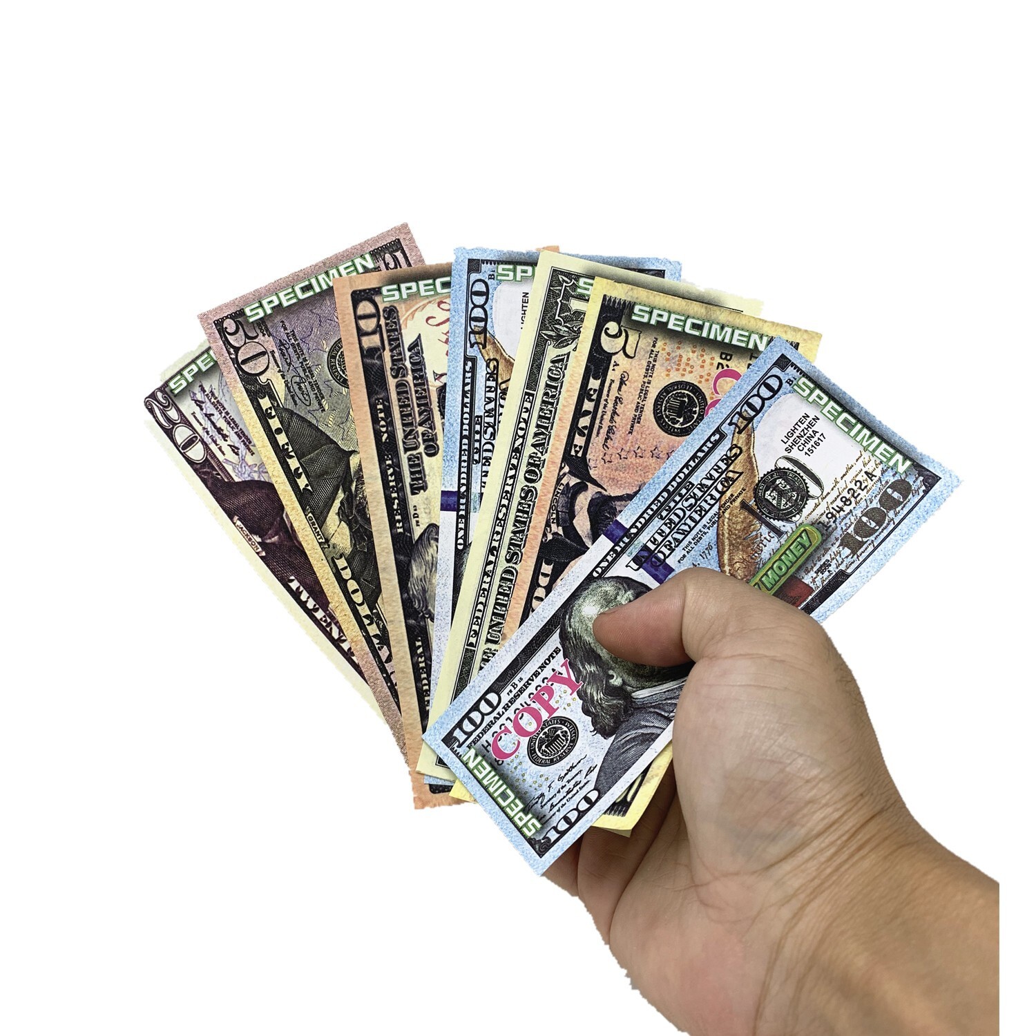 144 PC Educational Play Money Set, Print 2 Side - Bills of $1-$100 Actual Size