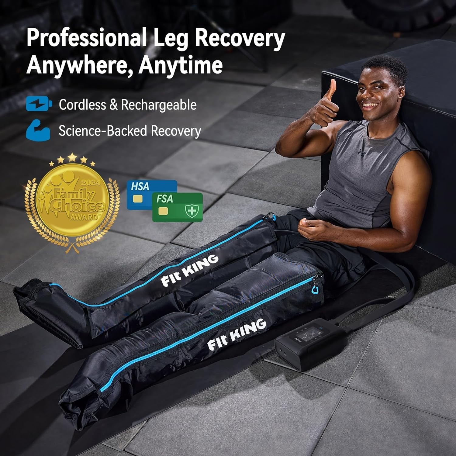 Fit King Professional Air Compression Leg Recovery System Cordless FT-091 Size S