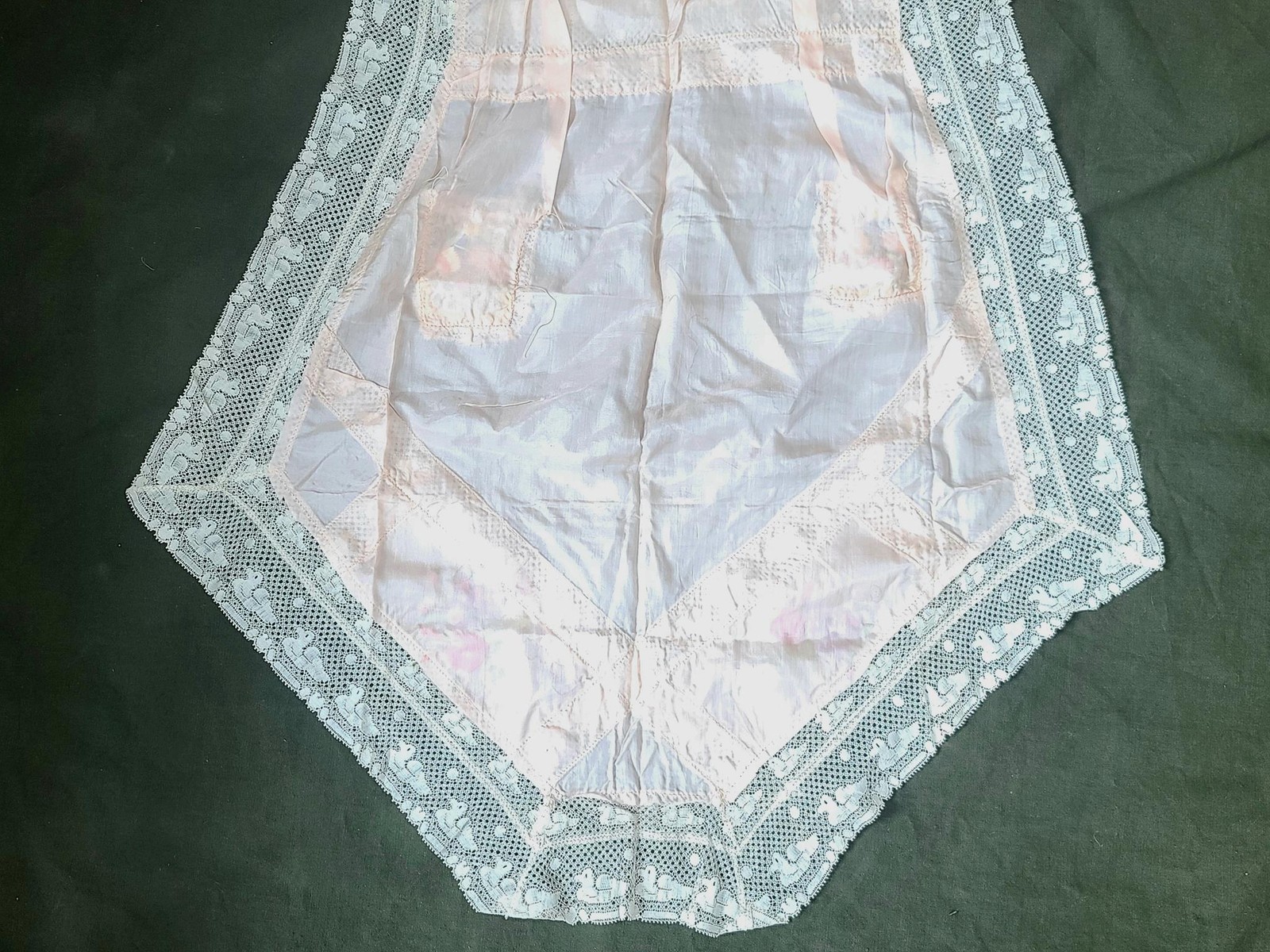 WWI Souvenir of France Silk Apron Allies Liberation Sweetheart Lace Duck Vintage