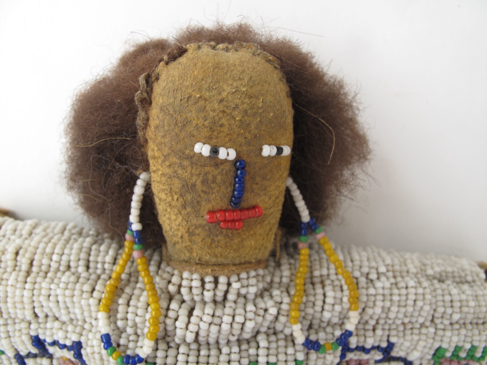 Antique Native American Sioux Indian Beaded Leather Doll c. 1920 or Earlier